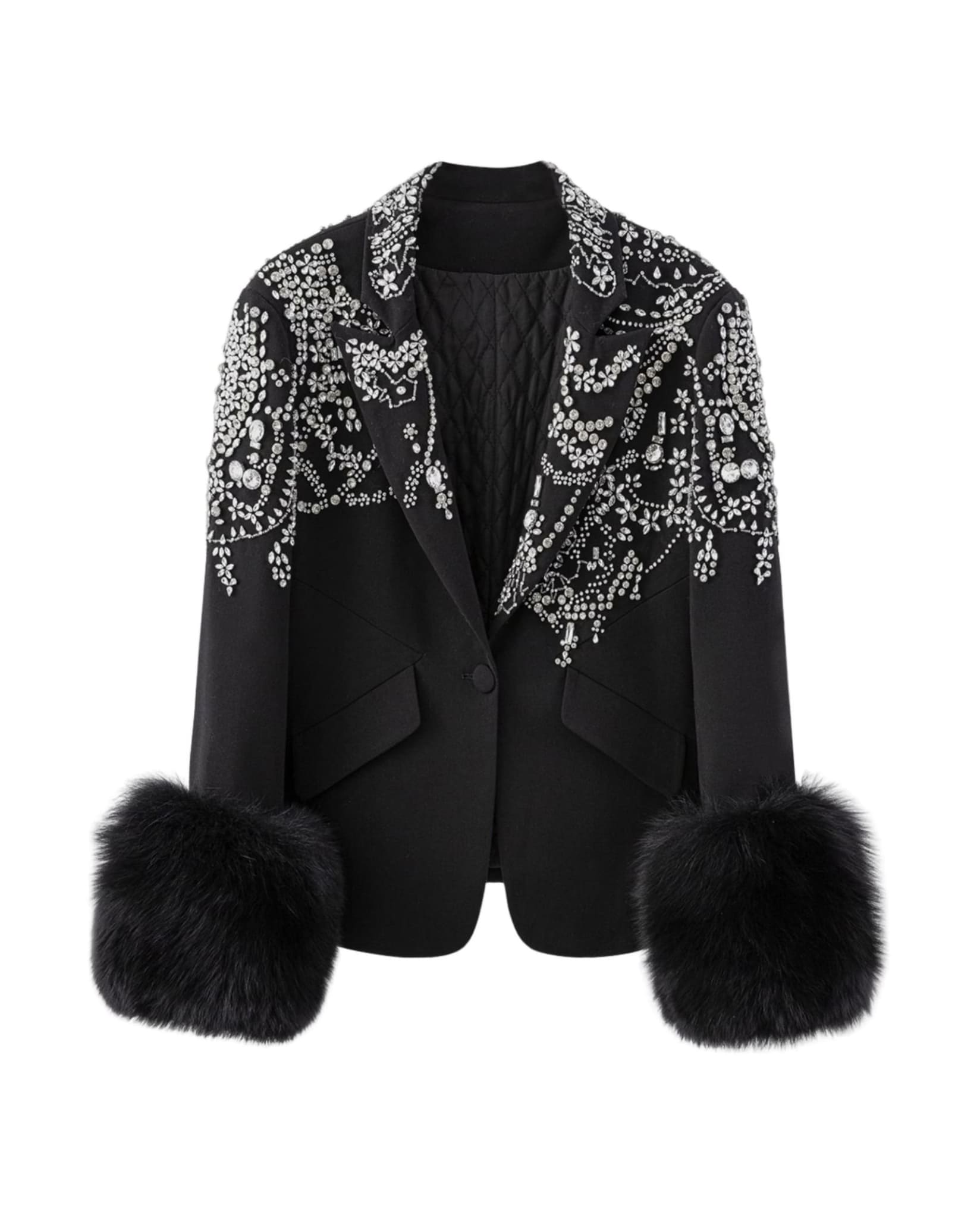 Luxurious Blazer With Fur Sleeves