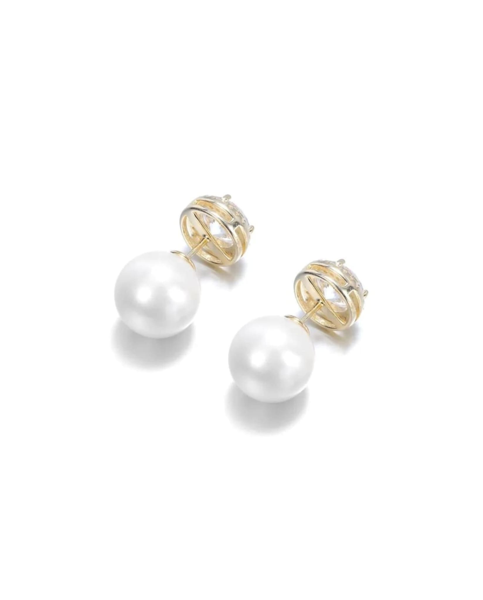 Luxury Crystal & Pearl Stud Earrings Gold