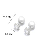 Luxury Crystal & Pearl Stud Earrings Silver Size