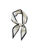 Off White Ribbon Scarf With Print