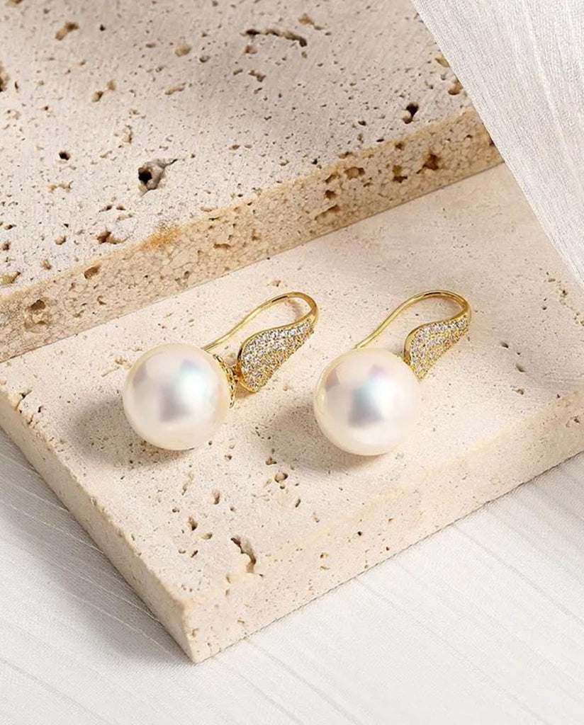 Pearl Golden Drop Earrings