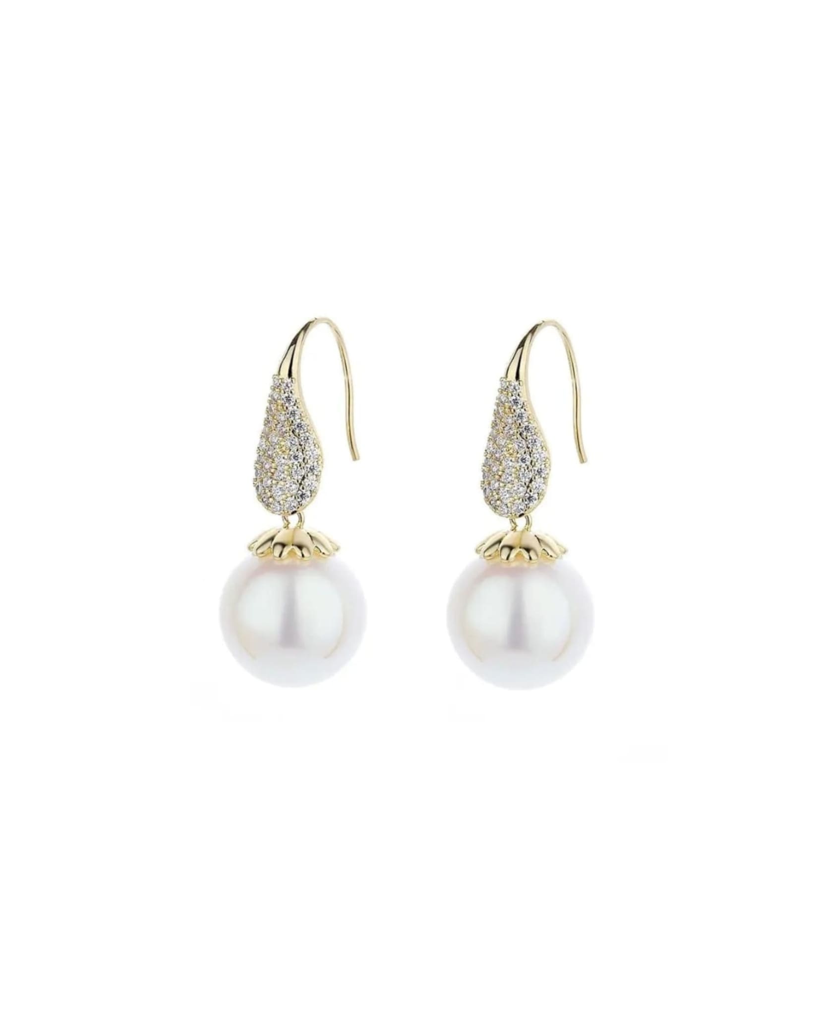 Pearl Golden Drop Earrings