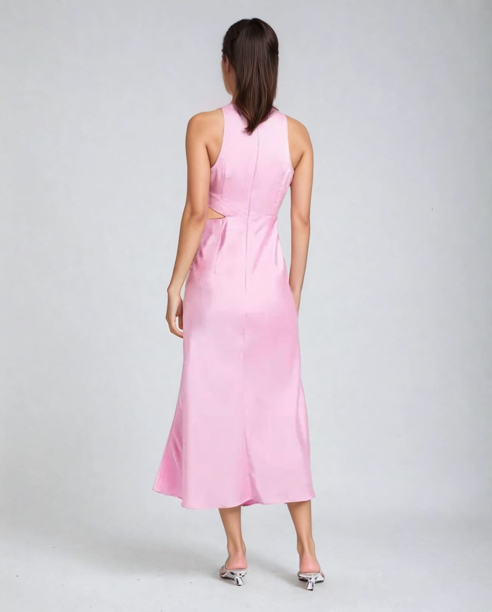 Pink Satin Crepe Dress