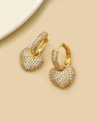 Sparkling Heart Earrings Gold