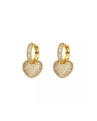 Sparkling Heart Earrings Gold