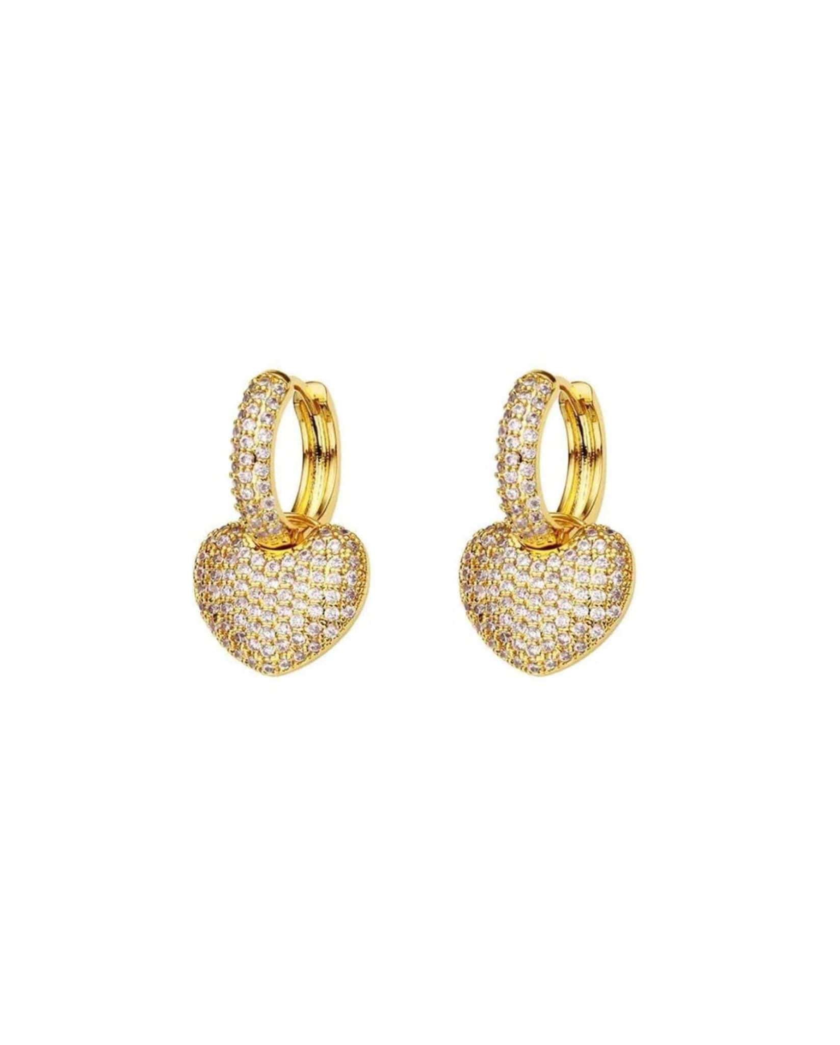 Sparkling Heart Earrings Gold