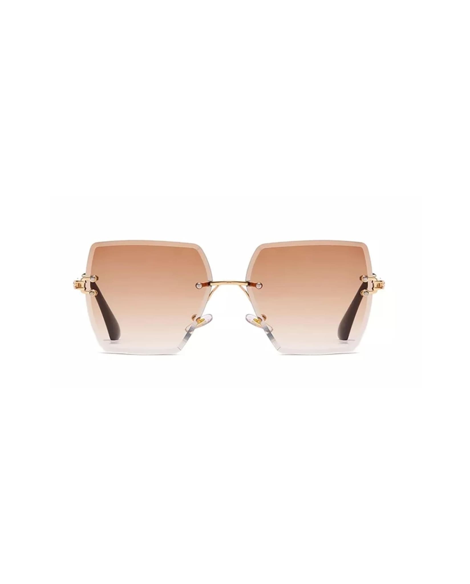 Square Rimless Sunglasses In Tan