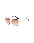 Square Rimless Sunglasses In Tan