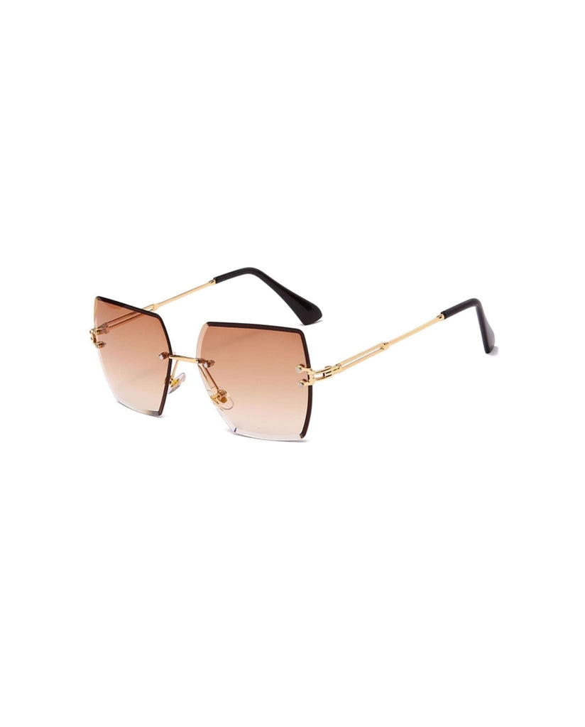 Square Rimless Sunglasses In Tan