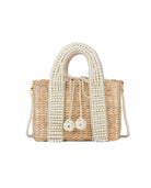 Straw Bag With Pearl Handles