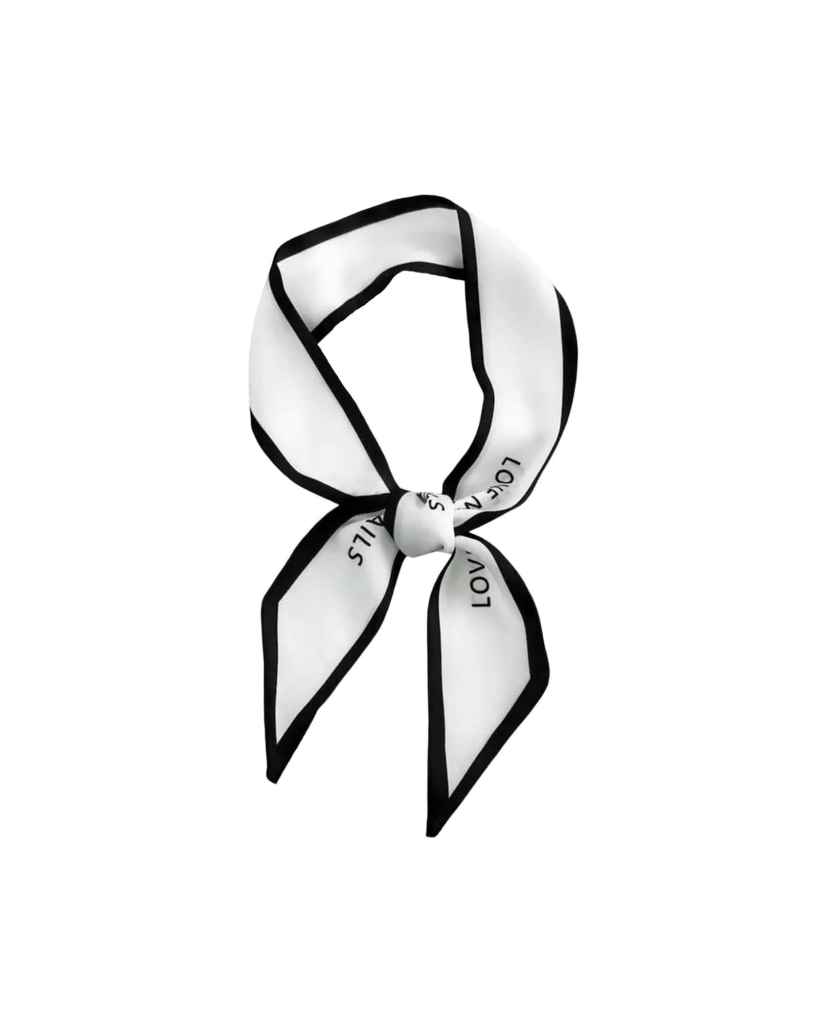 White Ribbon Scarf With Print